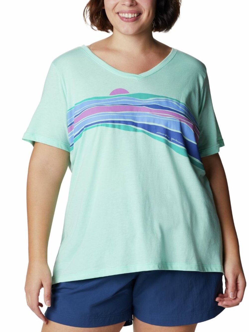Columbia Womens Activewear Plus Size Bluebird Day Relaxed V-Neck Top